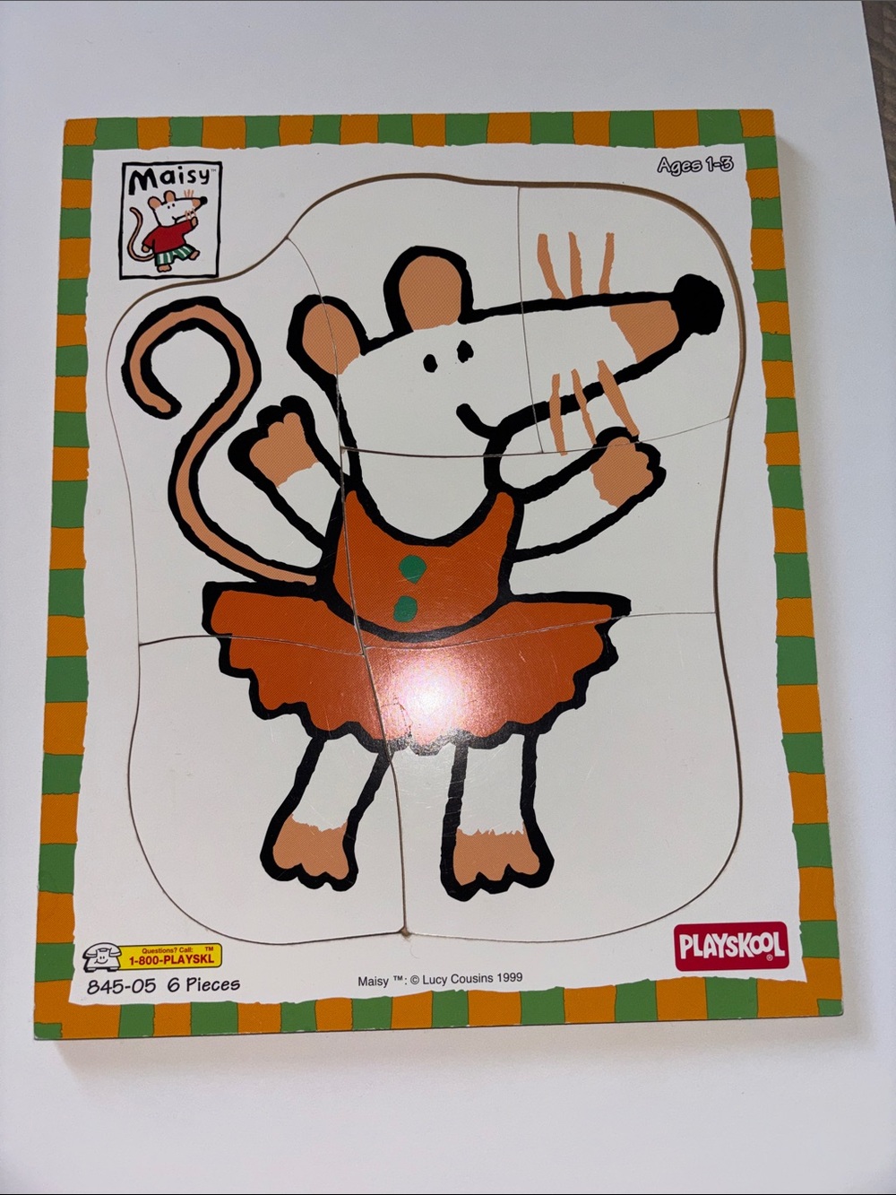 Vintage 1999 Maisy Mouse Playskool 6 Piece Puzzle Lucy Cousins Ages 1-3